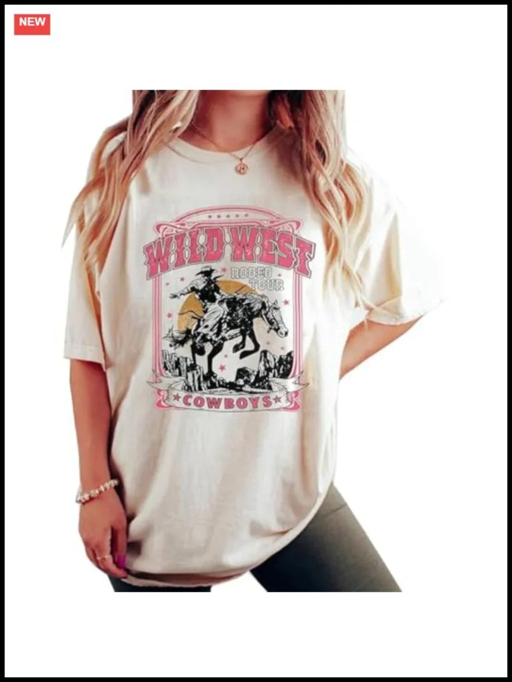 Women's Oversized Cowgirl Graphic Tee Western Rodeo Country Music Shirt Cotton